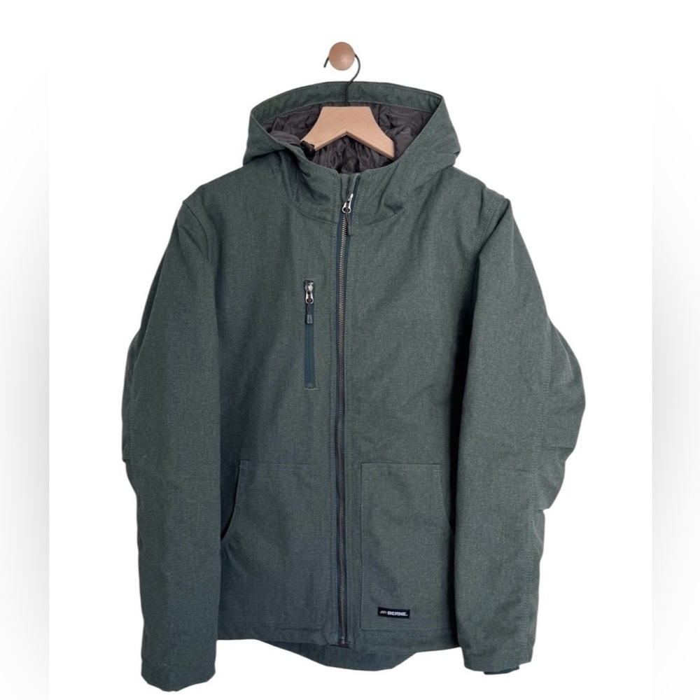 Berne Women’s Softstone Duck Canvas Hooded Jacket Barn Chore Coat Green XL
